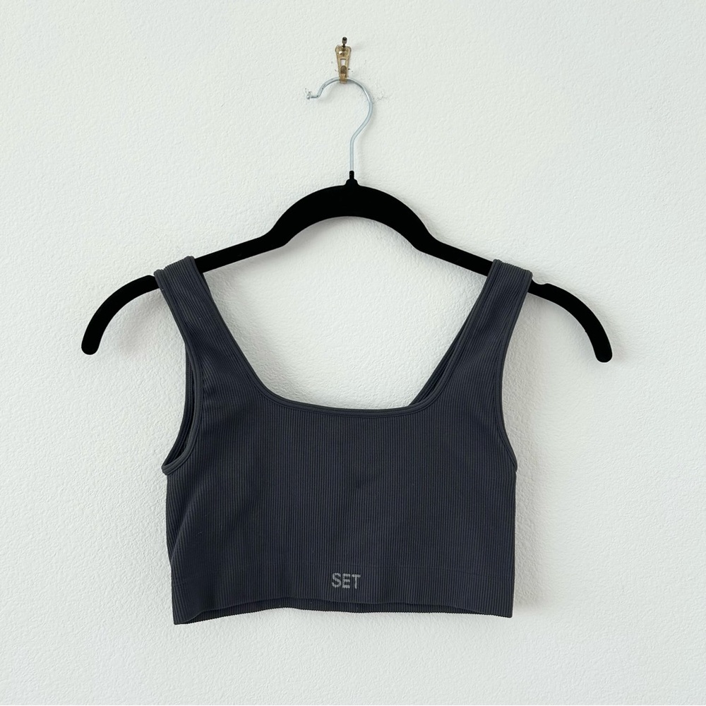 Set Active Dark Gray Power Box Cut Bra